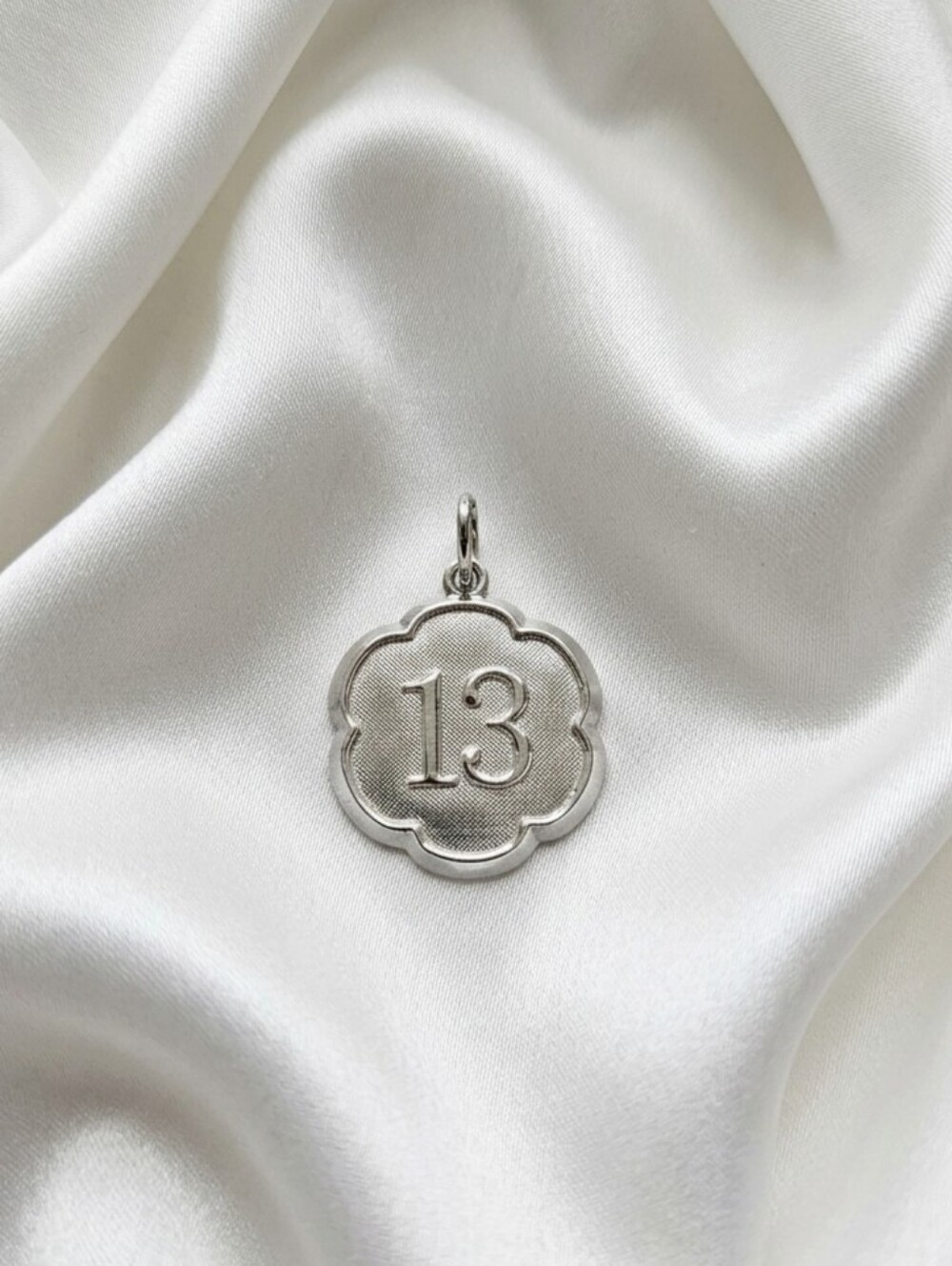 Vintage Sterling Silver Number 13 Scalloped Disc Charm